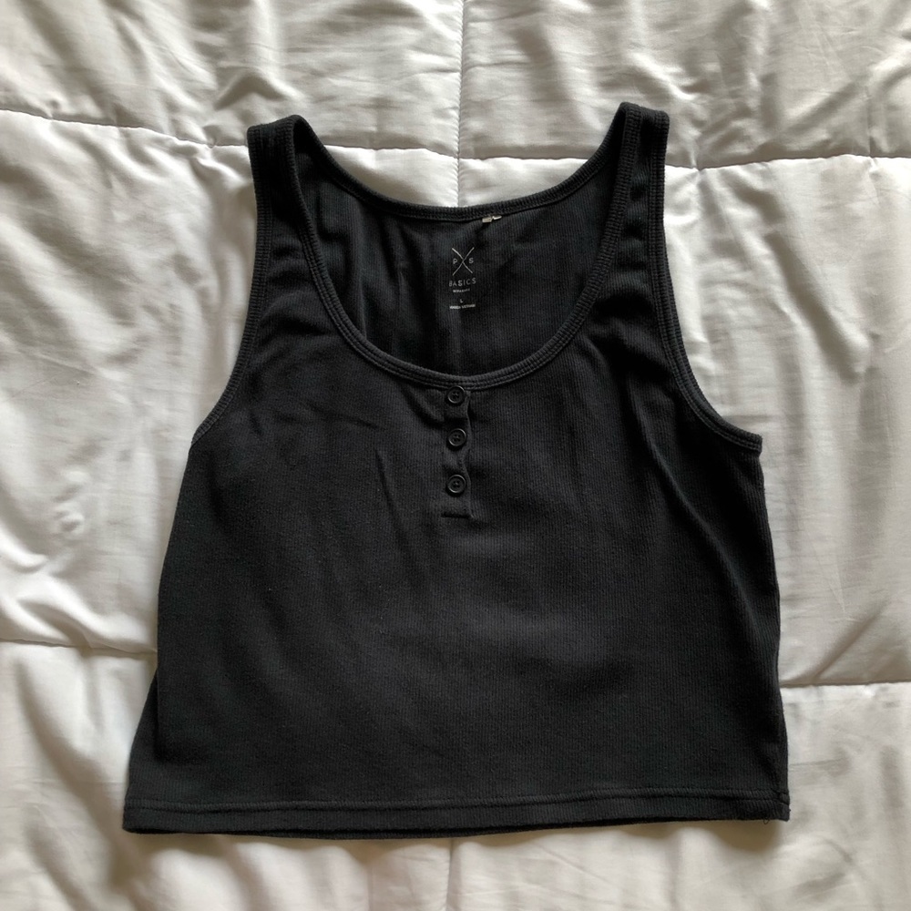 plain black ribbed tank from pacsun